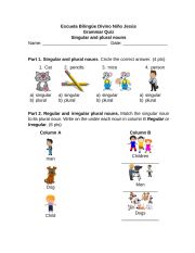 English Worksheet: Singular and Plural nouns