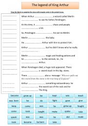 English Worksheet: the legend of Arthur