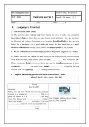 English Worksheet: full term test 7th formers