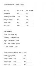 English Worksheet: to be , can revision