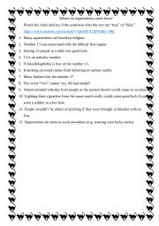English Worksheet: Where do superstitions come from?