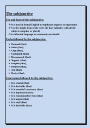 English Worksheet: The subjunctive