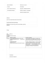 English Worksheet: Present Continious lesson plan