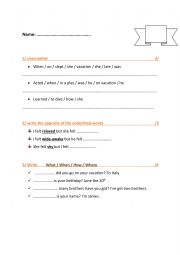 English Worksheet: 6th / 7th form test