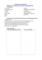 English Worksheet: Water Pollution