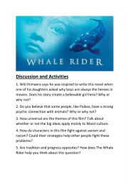 English Worksheet: Whale Rider Maori indegenous