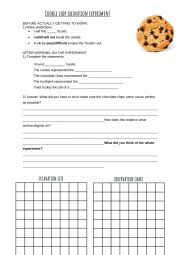 English Worksheet: Cookie chip experiment to work on fossils