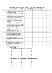 English Worksheet: friendship
