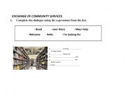 English Worksheet: EXCHANGE OF COMMUNITY SERVICES