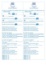 English Worksheet: The Banana Boat Song (Day-o) by Harry Belafonte