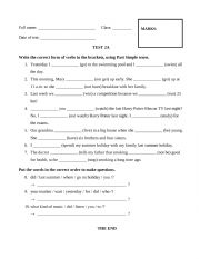 English Worksheet: Past Simple
