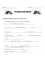 English Worksheet: Activity about tv series and movies