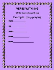 English Worksheet: VERBS WITH ING