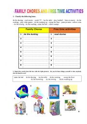 English Worksheet: Family chores and free time activity