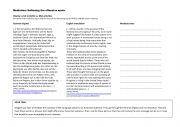 English worksheet: Mediation -softeners