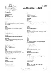 English Worksheet: Peppa Pig S1 E02 Mr Dinosaur is lost
