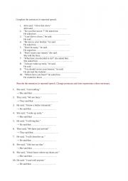 English Worksheet: Reported speech  - exercises