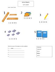 English Worksheet: School Objects
