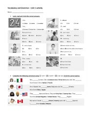 English Worksheet: to be - countries