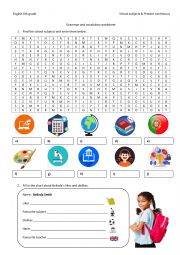 Present continuous and school subjects