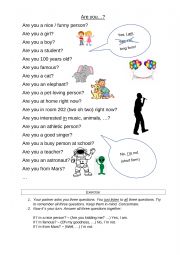 English Worksheet: Are you ...?
