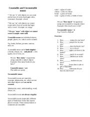 English Worksheet: countable and uncountable nouns