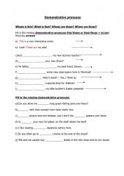 English Worksheet: Demonstrative pronouns