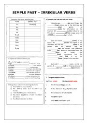 English Worksheet: SIMPLE PAST- IRREGULAR VERBS