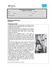 English Worksheet: Studying abroad