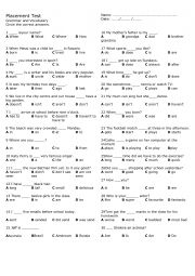 English Worksheet: PLACEMENT TEST