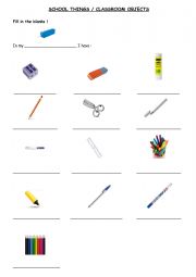 English Worksheet: school objects