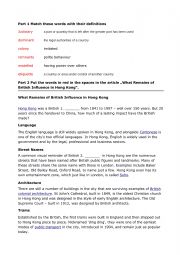 English Worksheet: Hong Kong