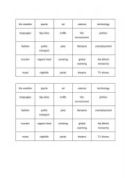 English Worksheet: Fluency activity