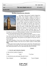 English Worksheet: End-of-term test n1 8th form