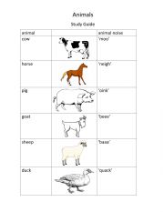 English Worksheet: Farm Animals and the Sounds They Make