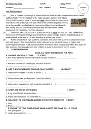 English Worksheet: 1 bac test