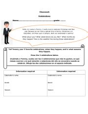 English Worksheet: celebrations dates