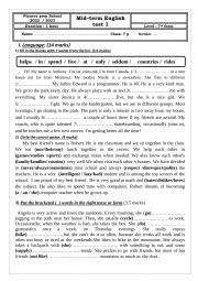 English Worksheet: Mid- term test n1 pioneer school