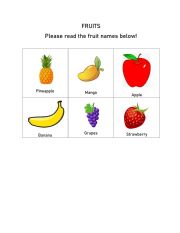 English Worksheet: Fruit Flashcards 