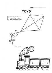 English Worksheet: Toys train kite