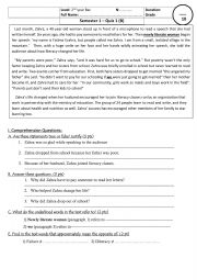 comprehension quiz  unit 1 Gatway student book