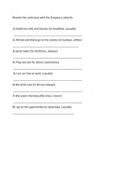 English Worksheet: Frequency adverbs