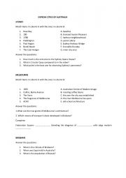 English Worksheet: Cities of Australia based on Expedia YT
