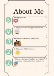 English Worksheet: About Me