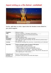 English Worksheet: Report Writing on  a film festival  worksheet