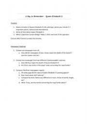English Worksheet: A Day to Remember - Queen Elizabeth II