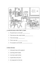 English Worksheet: Revision: fruits- numbers- colours- school objects