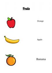 English Worksheet: Fruits and colors