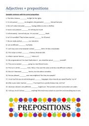 English Worksheet: Adjectives + prepositions (with answers) 