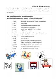 English Worksheet: collocations